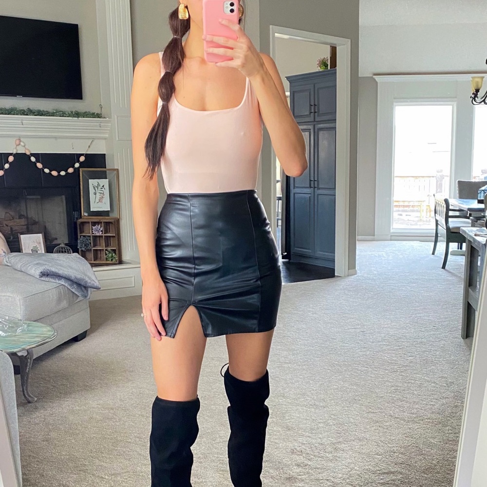 Black Pleather Boohoo Skirt
